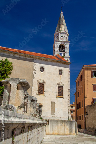 Street with historical architecture in Zadar town in Croatia