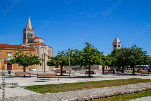 Street with historical architecture in Zadar town in Croatia