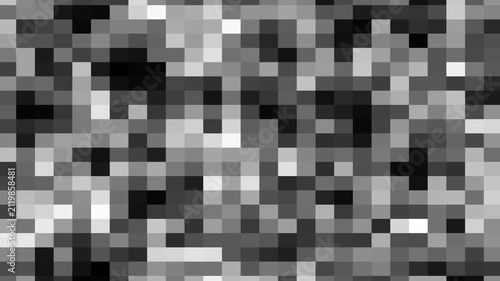 Mosaic pattern geometric animation displays gray and white variable squares. Mosaic pattern backdrop loops cleanly for text layouts. Geometric animation design looks very modern.