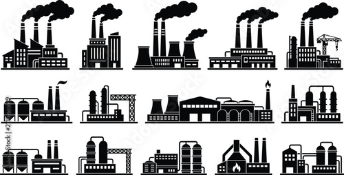 Bild auf Leinwand Heavy industry manufacturing factories power stations and chemical processing re