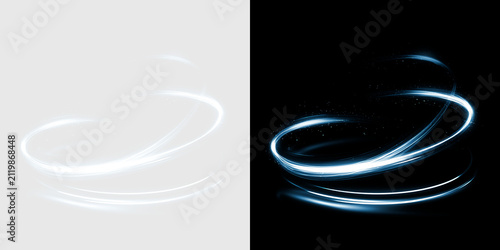 Obraz na płótnie Futuristic Blue Energy Ring with Neon Glow Circle and Flowing Abstract Light Lin