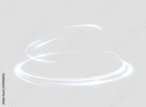Fotografía Blue Neon Swirl Ring with Bright Circular Glow and Electric Energy Motion Effect
