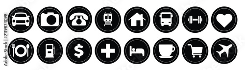 Universal everyday icon set black and white outline vector