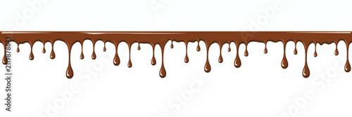 Quadro su tela Chocolate Syrup Dripping Down Edges Isolated Background