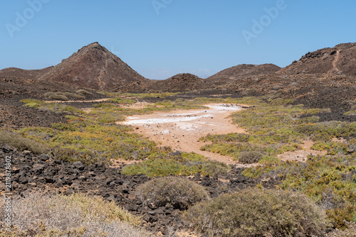 Typical landscape of eastern Lobos Island. Fuerteventura, Canary Islands