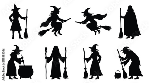 Foto Set of witch silhouettes