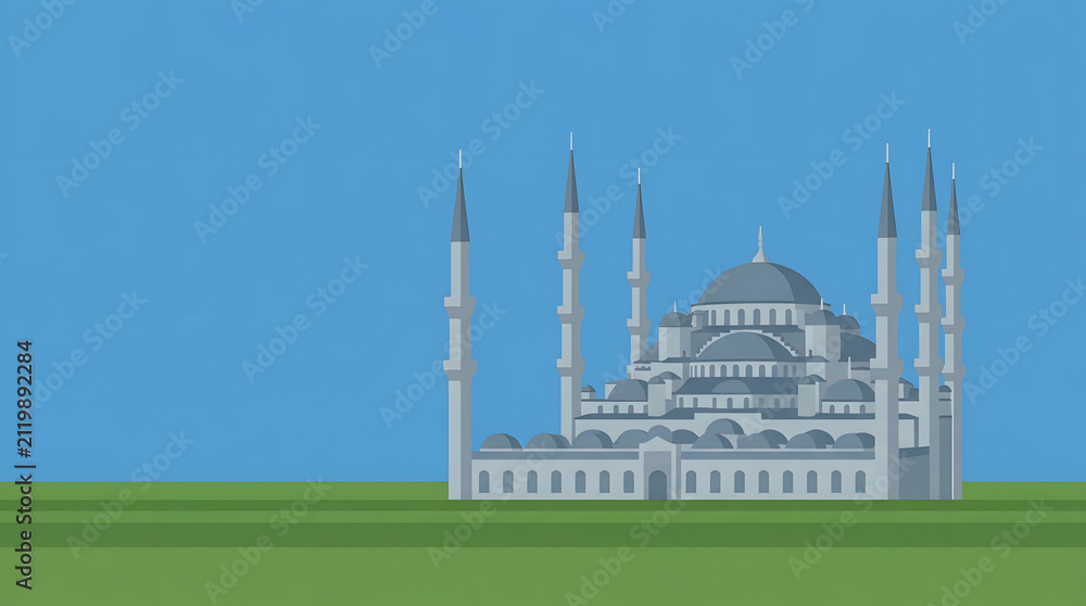 Obraz premium Blue Mosque of Istanbul with multiple minarets.