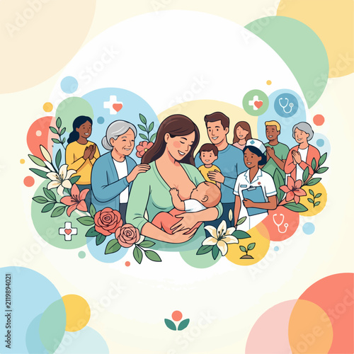 Flat illustration for International Breastfeeding Day