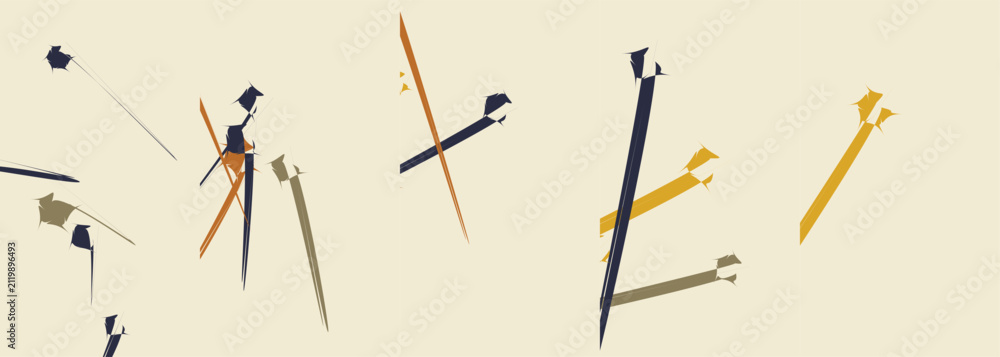 Obraz premium Minimalist abstract composition with scattered geometric lines and shapes