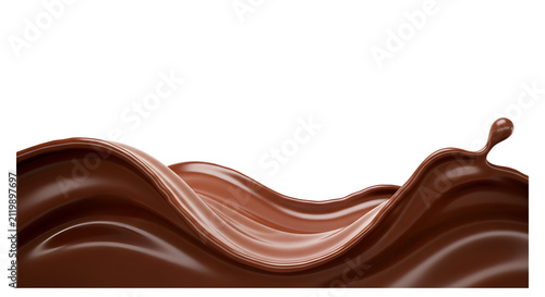 Chocolate splash wave on checkered background for food and drink.