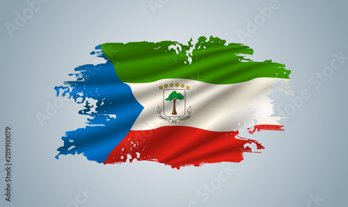 Equatorial Guinea flag made in brush stroke background. Dynamic design in the form of a brush stroke.