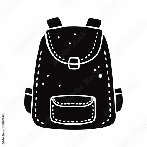 Travel backpack. Doodle style illustration. Icon on white background.