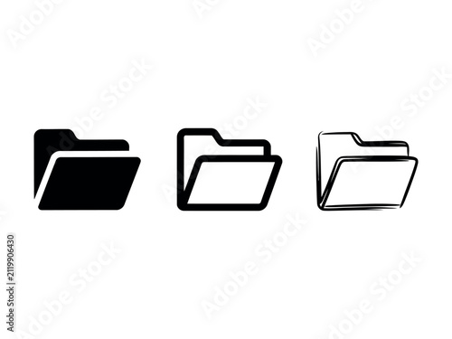 File folders and document organization icon set for data management
