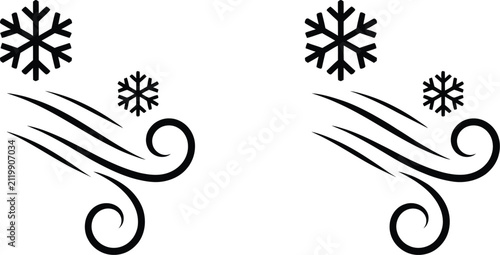 Snow Blowing Icon Featuring Wind and Snow Symbol for Weather Forecast, Winter and User Interface Vector Illustration
