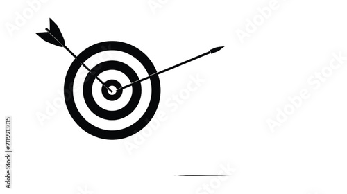 Target graphic shows a sleek black arrow striking the bullseye, effectively illustrating the concept of achieving targets and reaching strategic milestones for modern corporate communication designs.