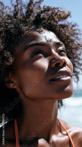 Smiling Woman Gazing Upward