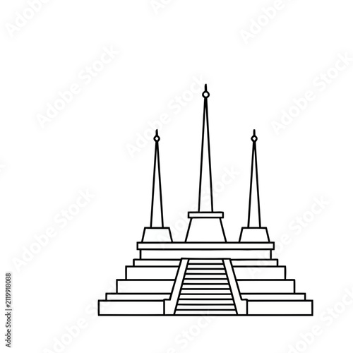 Stylized Temple Structure with Steps and Spires