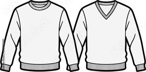 Quadro su tela Cad technical black and white of three women's tops with different necklines fas
