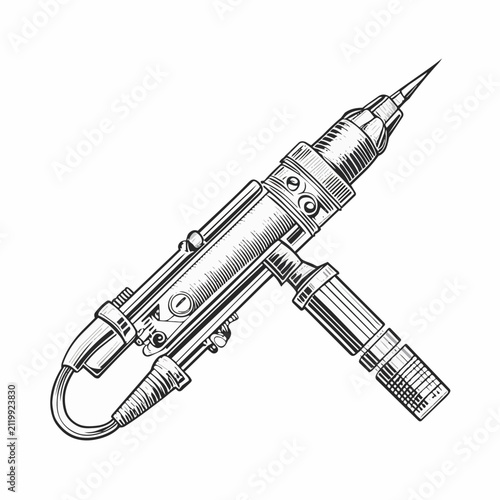 Fotografía Detailed vintage engraving style illustration of a professional tattoo machine for body art