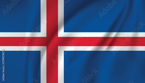 Foto Icelandic flag with red and white cross on blue field vector illustration