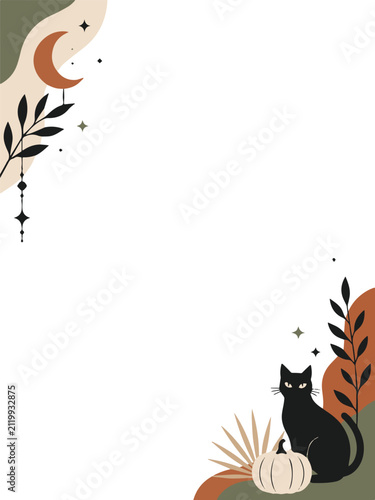 Decorative Bohemian Halloween Frame Vector Illustration
