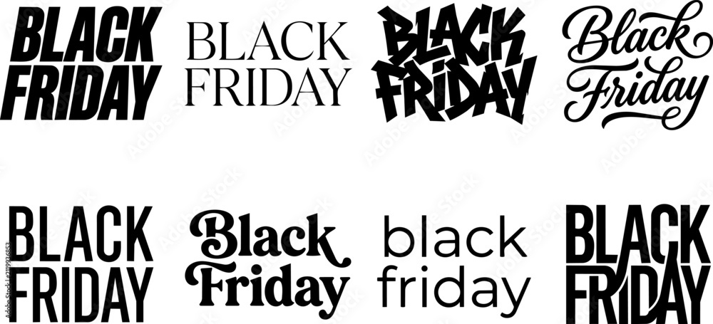 Obraz premium Black Friday text styles for retail promotions and seasonal advertising designs