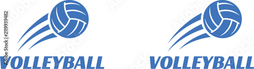 Minimalist volleyball logo design featuring a moving ball with dynamic speed lines