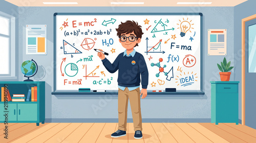 Confident Student Presenting Ideas On Whiteboard