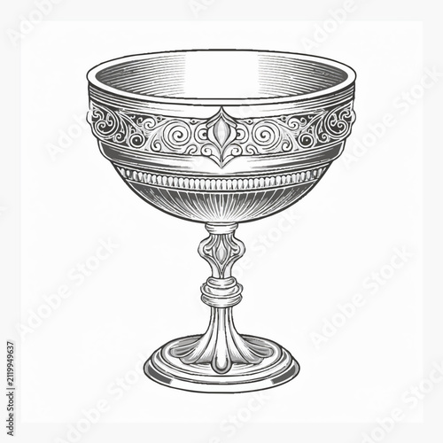 Bild auf Leinwand Antique ceremonial goblet illustration with elegant filigree patterns and classi