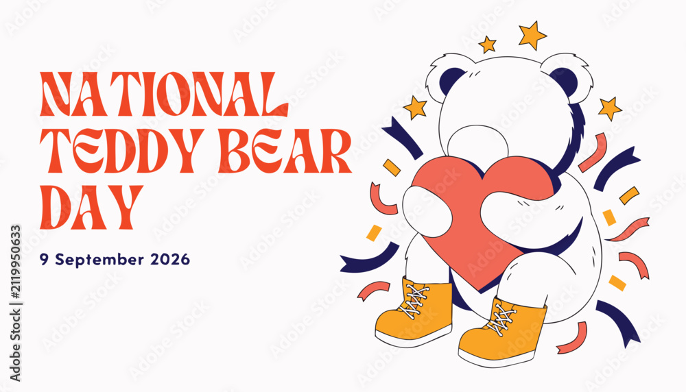 Fototapeta premium National teddy bear day celebration illustration isolated on white background