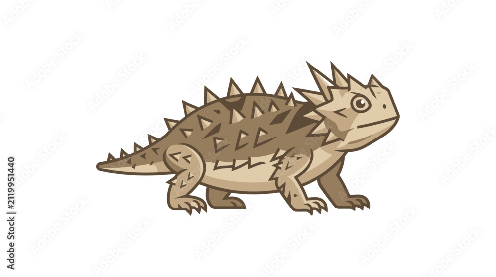 Fototapeta premium Cute Cartoon Spiky Lizard Illustration for Nature and Wildlife Projects