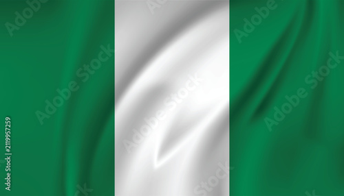 Photography Nigerian flag with green and white vertical bands vector illustration