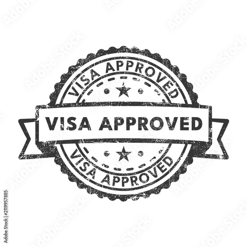 Visa approved black grunge rubber stamp - vector illustration