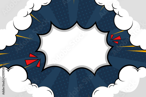 Fotografie Comic Burst Frame with Clouds and Dynamic Shards