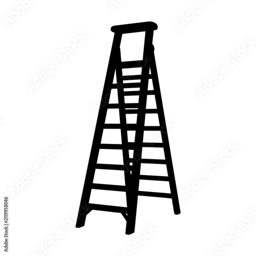 Thanksgiving and Autumn Harvest, Black ladder silhouette vector, stepladder icon for construction and home improvement, folding step ladder graphic for maintenance work isolated on White Background