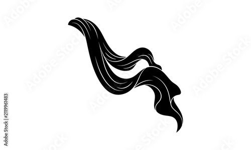 Abstract flowing wavy ribbon lines silhouette.