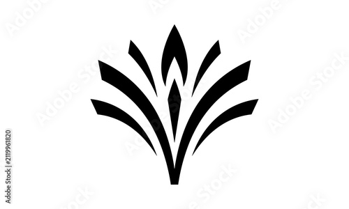 Abstract stylized plant leaf symbol.