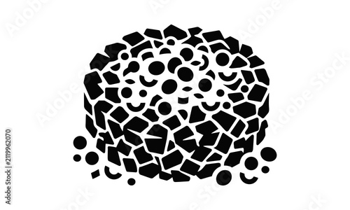 Abstract circular mound of geometric shards.