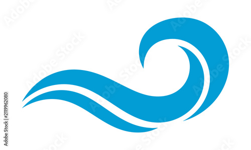 Abstract blue ocean wave icon.