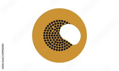 Abstract circular textured dot logo.