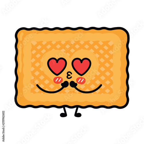 Romantic cookie character with heart eyes and kiss