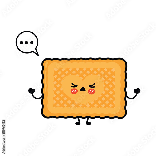 Angry cookie character with empty speech bubble