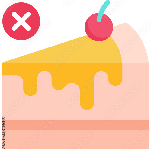 Avoid foods high in sugar flat icon. For presentation, graphic design, mobile application, web design, infographics or UI.