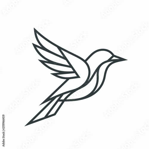 Minimalist hummingbird line art logo design.