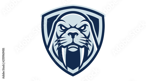 Aggressive walrus mascot emblem shield