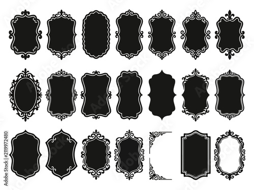 Obraz na płótnie Black floral dress silhouettes with lace patterns