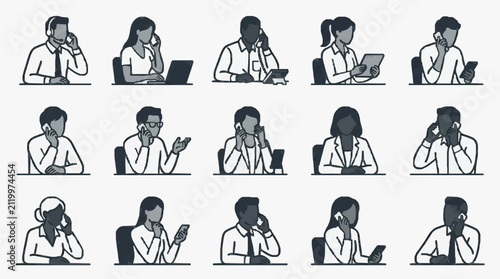 Professional Workers Handling Multiple Devices.