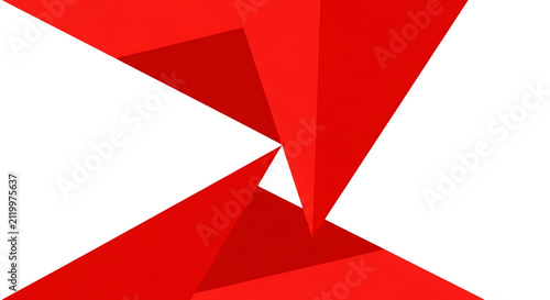 Modern geometric red and white abstract triangle design with sharp angles isolated on transparent background