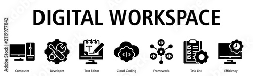 Digital Workspace Web Banner web banner icon vector illustration