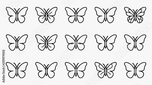 Elegant Line Art Butterfly Collection.